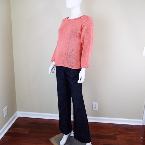 CHELSEA STUDIO CORAL ORANGE LONG SLEEVE BOAT NECK SWEATER - TERRA COTTA - MEDIUM - Picture 4 of 6
